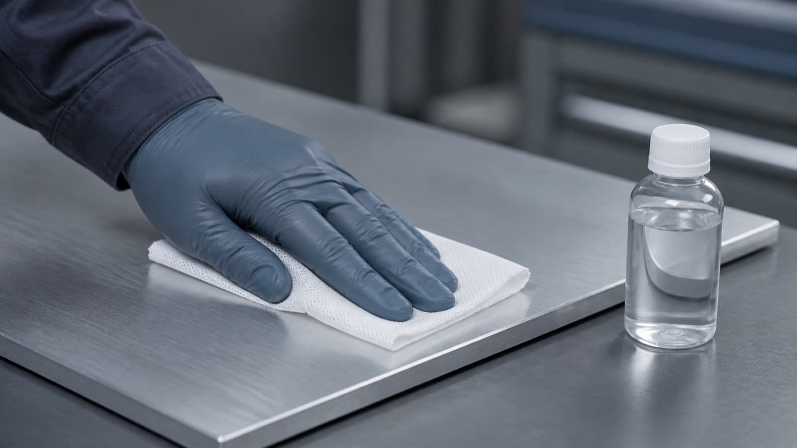 Oberfläche wird vor der Verklebung mit Isopropylalkohol entfettet